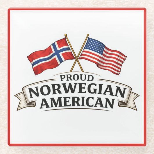 ノルウェー系アメリカ人の誇り ガラスコースター (正面)
