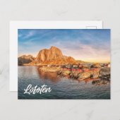 ノルウェー素晴らしロフォテン上空の夕日 ポストカード (正面/裏面)