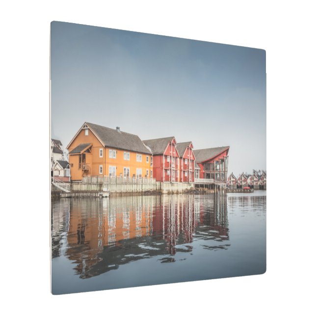 ノルウェー絵を描ハウス メタルプリント (アングル)