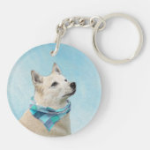 ノルウェー絵画のブフンドさん – かわいいオリジナルドッグアート キーホルダー (裏面)