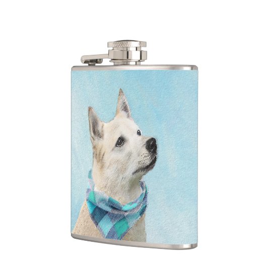 ノルウェー絵画のブフンドさん – かわいいオリジナルドッグアート フラスク (左)
