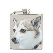 ノルウェー絵画ルンデフンド – オリジナルドッグアート フラスク (正面)