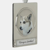 ノルウェー絵画ルンデフンド – オリジナルドッグアートSi シルバープレートバナーオーナメント (右)