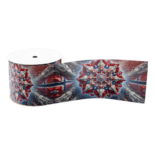 ノルウェー色のリボン グログランリボン (リール)