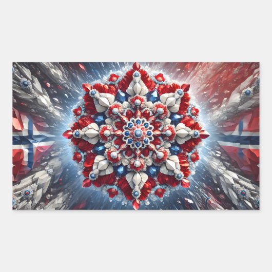 ノルウェー色の四角形シール 長方形シール (正面)