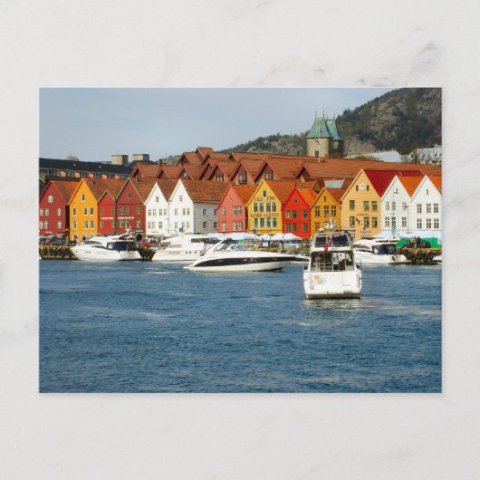 ノルウェー色彩の鮮やか、ウォーターフロントの家 ポストカード (正面)