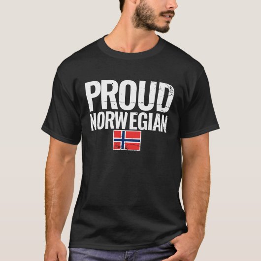 ノルウェー誇りを持った国旗 Tシャツ (正面)