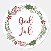 ノルウェー語とスウェーデン語メリークリスマスリースGod Jul ラウンドシール (正面)