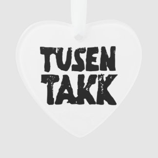 ノルウェー語「ありがとう」白黒リノカット オーナメント