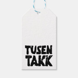 ノルウェー語「ありがとう」白黒リノカット ギフトタグ