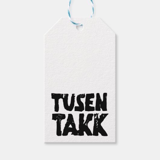 ノルウェー語「ありがとう」白黒リノカット ギフトタグ (正面)