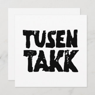 ノルウェー語「ありがとう」白黒リノカット サンキューカード