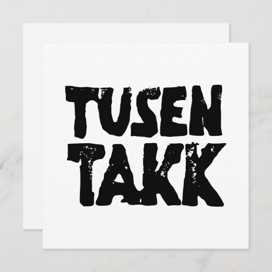 ノルウェー語「ありがとう」白黒リノカット サンキューカード (正面/裏面)