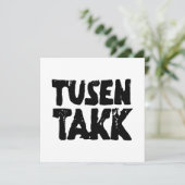 ノルウェー語「ありがとう」白黒リノカット サンキューカード (スタンド正面)