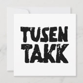 ノルウェー語「ありがとう」白黒リノカット サンキューカード (正面)