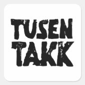 ノルウェー語「ありがとう」白黒リノカット スクエアシール (正面)