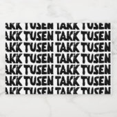 ノルウェー語「ありがとう」白黒リノカット スパークリングワインラベル (シングルラベル)