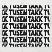 ノルウェー語「ありがとう」白黒リノカット スパークリングワインラベル (シングルラベル)