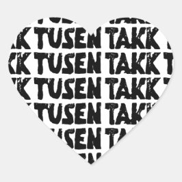 ノルウェー語「ありがとう」白黒リノカット ハートシール