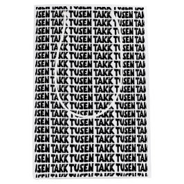 ノルウェー語「ありがとう」白黒リノカット ミディアムペーパーバッグ