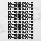 ノルウェー語「ありがとう」白黒リノカット ワインラベル (シングルラベル)