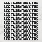 ノルウェー語「ありがとう」白黒リノカット ワインラベル (シングルラベル)