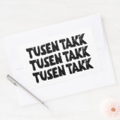 ノルウェー語「ありがとう」白黒リノカット 長方形シール (封筒)