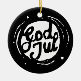 ノルウェー語「メリークリスマス」リノプリント セラミックオーナメント