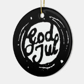 ノルウェー語「メリークリスマス」リノプリント セラミックオーナメント (左)