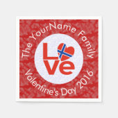 ノルウェー赤恋パーソナライズされた旗 スタンダードカクテルナプキン (正面)