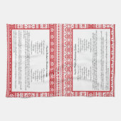 ノルウェー赤白ストライプウィンターファミリーレシピ キッチンタオル (横)