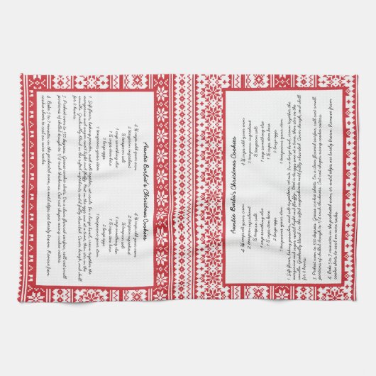 ノルウェー赤白ストライプウィンターファミリーレシピ キッチンタオル (横)