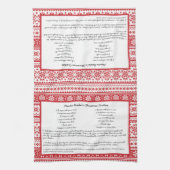 ノルウェー赤白ストライプウィンターファミリーレシピ キッチンタオル (縦)