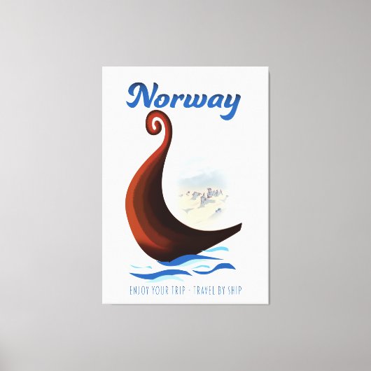 ノルウェー長船旅行ポスター キャンバスプリント (正面)
