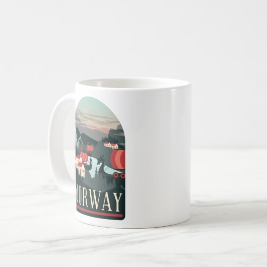 ノルウェー風景ヴィンテージ旅行はがき コーヒーマグカップ (正面左)