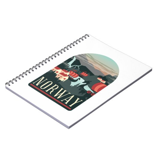 ノルウェー風景ヴィンテージ旅行はがき ノートブック (左側)