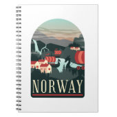ノルウェー風景ヴィンテージ旅行はがき ノートブック (正面)