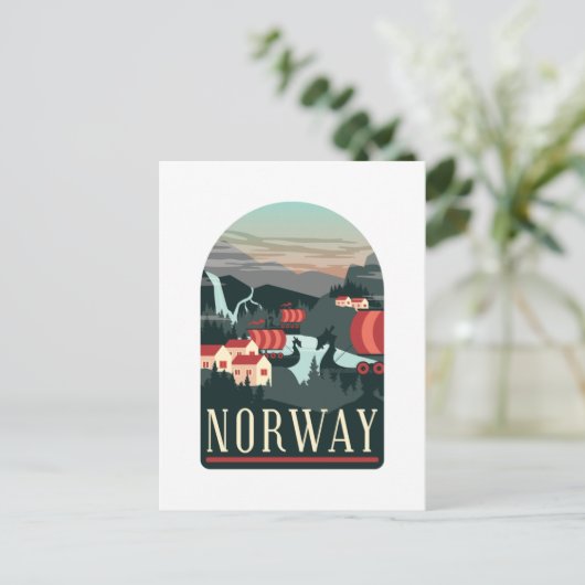 ノルウェー風景ヴィンテージ旅行はがき ポストカード (スタンド正面)