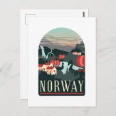 ノルウェー風景ヴィンテージ旅行はがき ポストカード (正面/裏面)