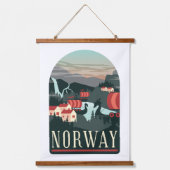 ノルウェー風景ヴィンテージ旅行はがき 吊り下げ型タペストリー (正面)