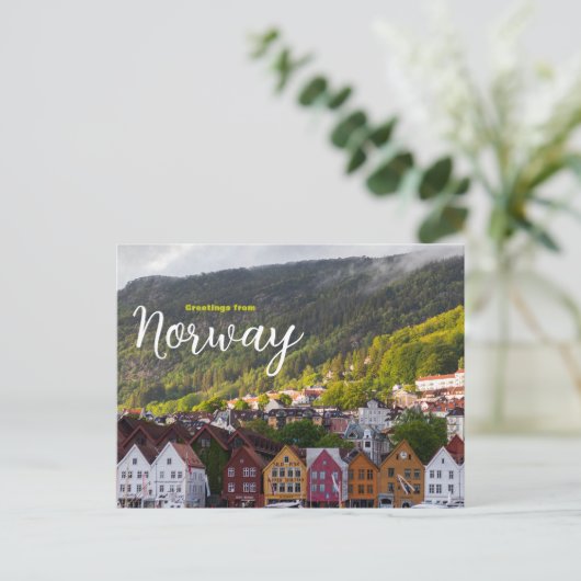 ノルウェー風景風景葉書からの挨拶 ポストカード (スタンド正面)