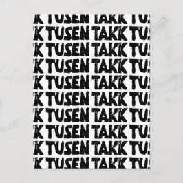 ノルウェー風「ありがとう」黒と白のリノカット ポストカード