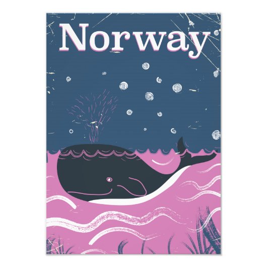 ノルウェー くじら ヴィンテージ 旅行ポスター フォトプリント            (正面)