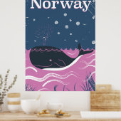 ノルウェー くじら ヴィンテージ 旅行ポスター ポスター (キッチン)