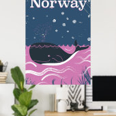 ノルウェー くじら ヴィンテージ 旅行ポスター ポスター (ホームオフィス)