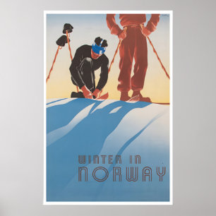 ノルウェー アート ノルウェー 印刷 スキーポスター 冬の印刷 ポスター
