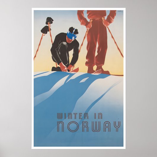 ノルウェー アート ノルウェー 印刷 スキーポスター 冬の印刷 ポスター (正面)