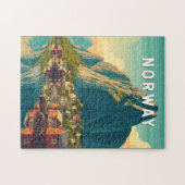 ノルウェー イラスト 旅行 アート ヴィンテージ ジグソーパズル (横)