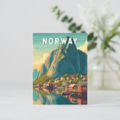 ノルウェー イラスト 旅行 アート ヴィンテージ ポストカード (スタンド正面)
