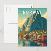 ノルウェー イラスト 旅行 アート ヴィンテージ ポストカード (正面/裏面)